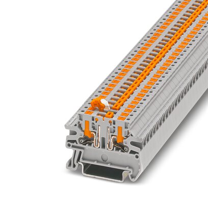 Phoenix Contact Knife Disconnect Terminal Block; PTVC 2.5-MT ; 20A; 300V; 1-Level; #26 - #12; Push-In - Horizontal Entry Connection; Gray